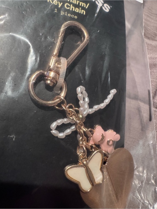 art class Accessories - art class Gold-Tone Keychain with Pink Flower, White Butterfly & Pearl Accents
